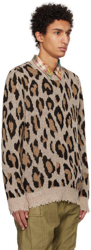 Пуловер R13 R13 Leopard Knit Sweater Бежово | R13W3571-10, 1