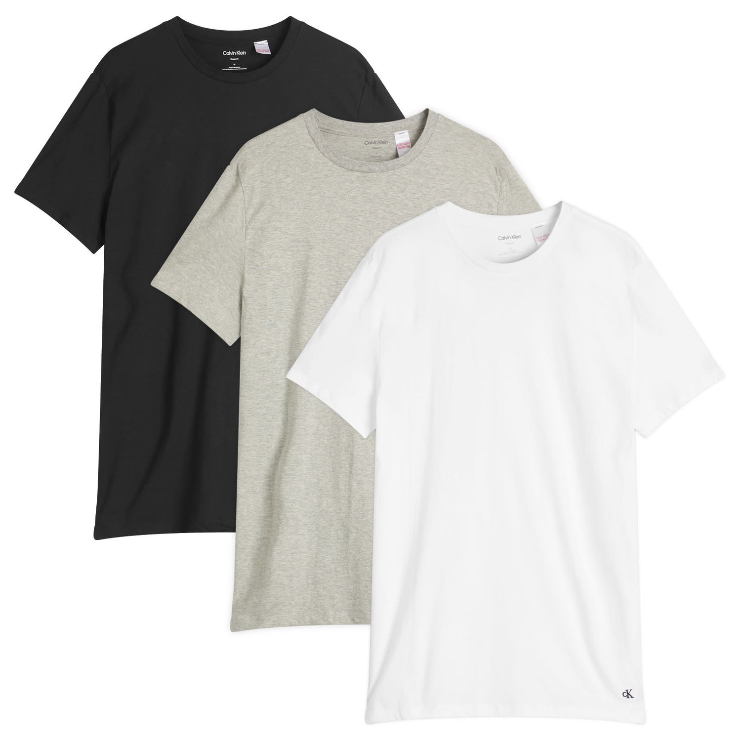 Тениска CALVIN KLEIN Calvin Klein Men's Crew Neck 3 Pack T-Shirts Сиво | LV00NB4051MP1, 0
