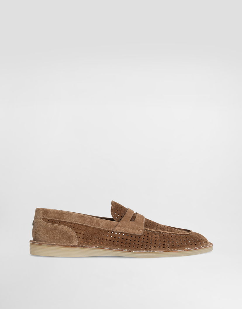 Аксесоари Dolce & Gabbana Dolce & Gabbana Perforated Suede Penny Loafers Кафяво | A50651A9T5980024