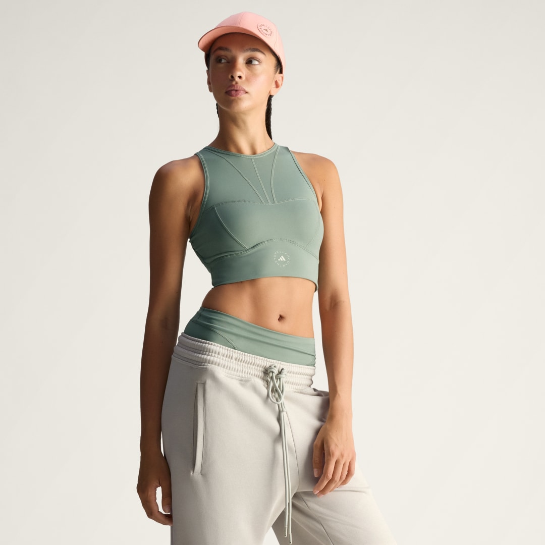 Съкратен топ adidas Performance adidas by Stella McCartney Training Crop Top Зелено | JW4544, 0