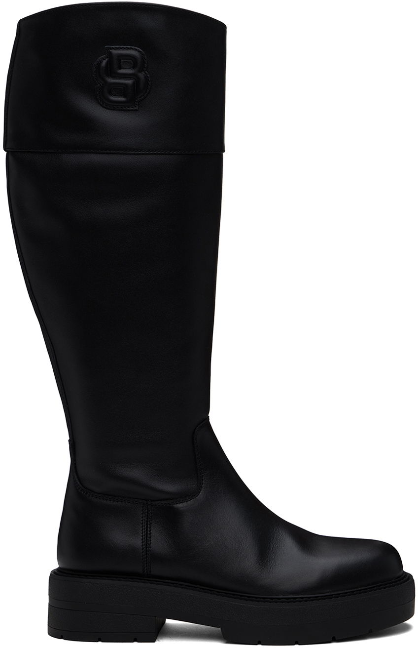 Кецове и обувки BOSS Leather Padded Tall Boots Черно | 50529754, 0