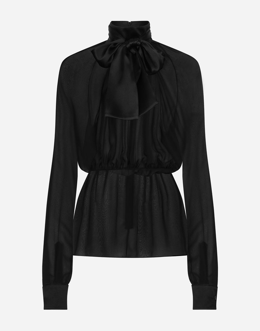 Риза Dolce & Gabbana Chiffon Pussy-bow Blouse Черно | F7AA5TFU1ATN0000