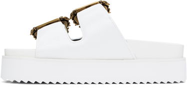 Кецове и обувки Versace Versace Jeans Couture Baroque Buckle Arizona Flat Sandals Бяло | E78VA3SM1_EZS539, 2
