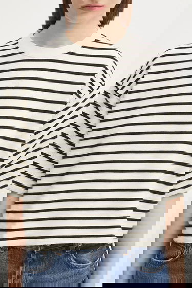 Тениска Anine Bing Myers Cropped Striped T-Shirt Многоцветен | A.08.11431, 3