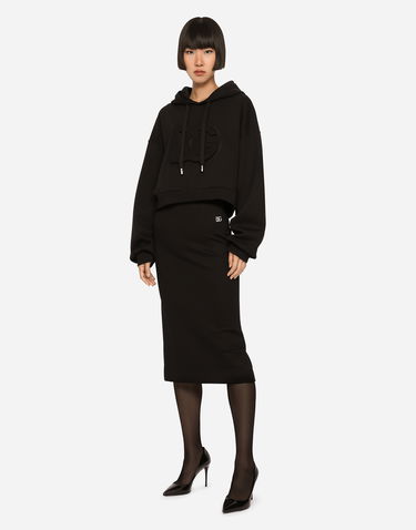 Пола Dolce & Gabbana Milano Rib Midi Pencil Skirt Черно | F4B6UTFUGPNN0000, 1