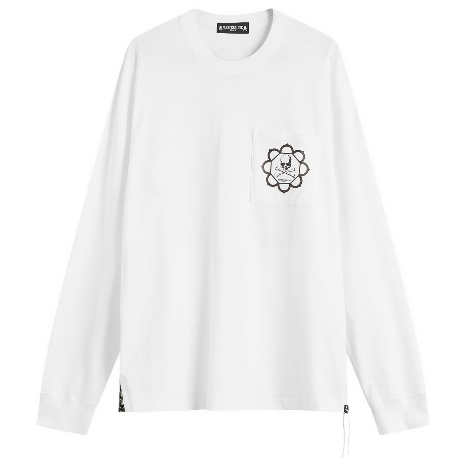 Тениска Mastermind WORLD Skull Emblem Pocket Long Sleeve T-Shirt Бяло | MW25S15-TS066-011, 0