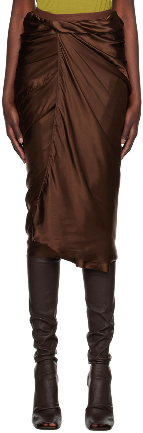 Пола Rick Owens Wrap Midi Skirt Кафяво | RP02C1339 O, 0