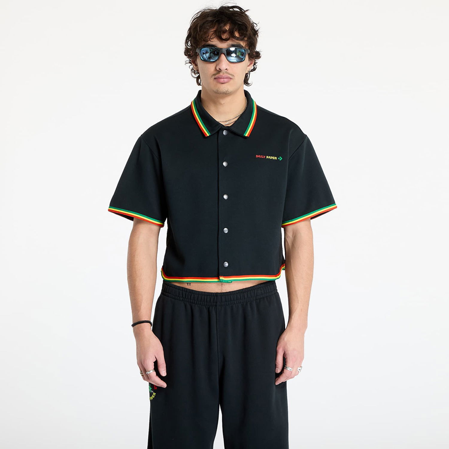 Поло тениска Converse Converse x Daily Paper Cropped Polo Shirt Черно | 10027831-A01, 0