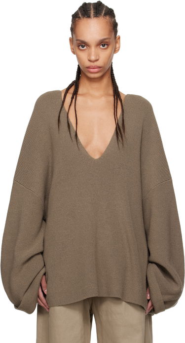 Пуловер Entire Studios Entire Studios Dormer V-Neck Balloon-Sleeve Sweater Кафяво | ES2715DT, 0