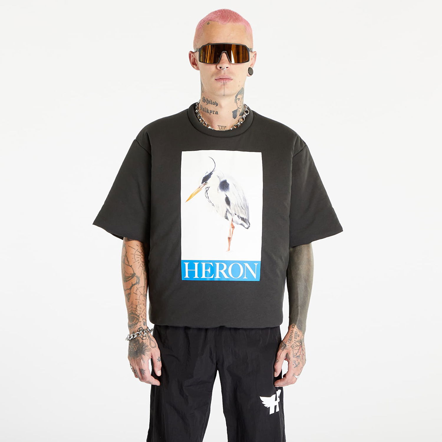 Тениска HERON PRESTON Heron Bird Painted Padded Tee Черно | HMAA033F23JER0011046, 0