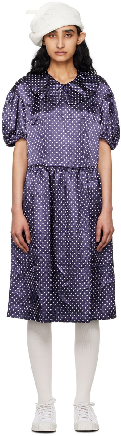 Pокля Comme des Garçons Comme des Garçons Girl Polka Dot Midi Dress Тъмно синьо | NM-O010-051, 0