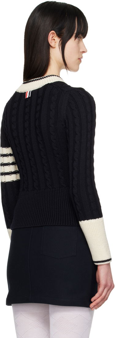 Пуловер Thom Browne Thom Browne Classic Merino Wool V-Neck Sweater Тъмно синьо | FKA484A-Y1024, 2