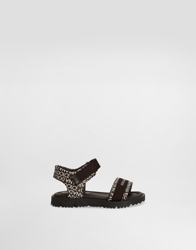 Dolce & Gabbana Calfskin Logo Print Sandals