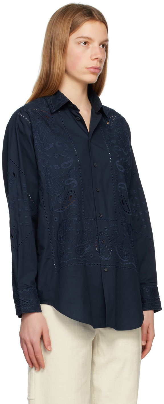 Риза rag & bone rag & bone Vivian Embroidered Shirt Тъмно синьо | WAW23PA0139Q13, 1