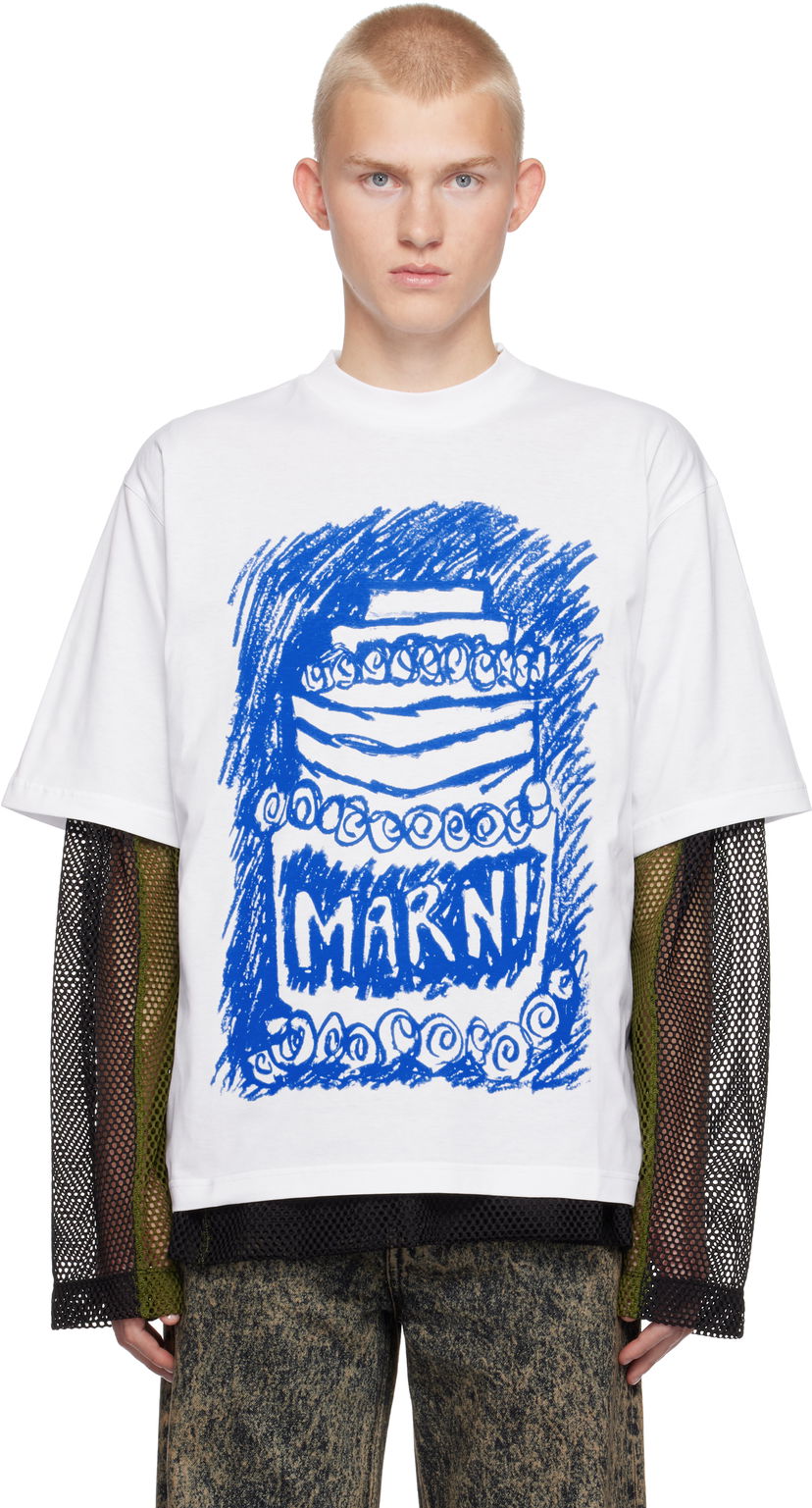 Тениска Marni Print T-shirt Бяло | HUMU0223PW USCX12