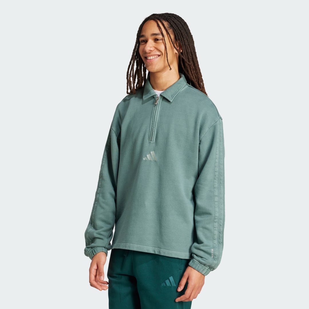 Суитчър adidas Performance ALL SZN French Terry Washed Half-Zip Sweatshirt Зелено | JY1723, 0