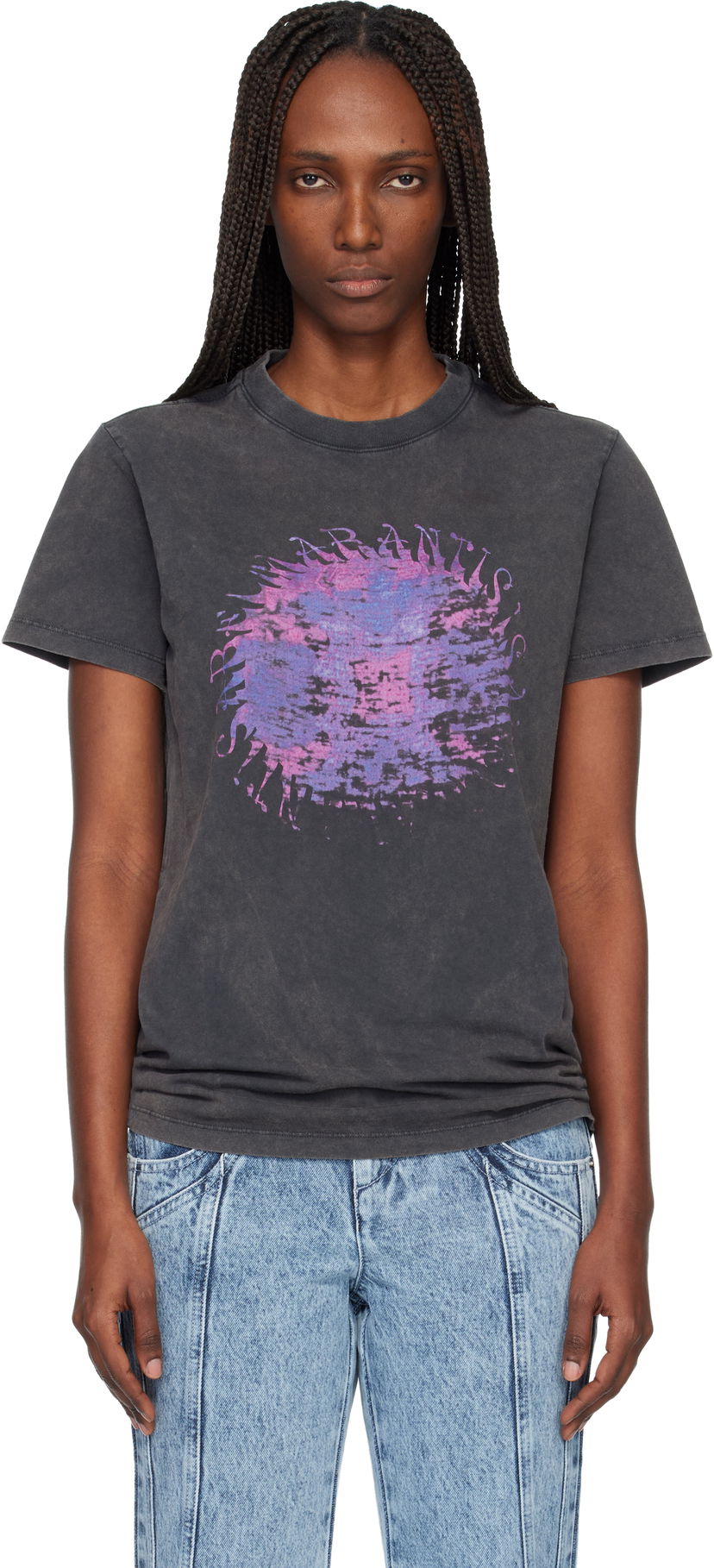 Тениска Isabel Marant Étoile Etoile Zoeline Graphic Distressed T-shirt Сиво | TS0147FA-D1N04E