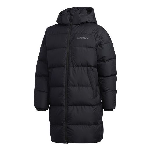 Пухо яке adidas Performance TERREX Stay Warm Hooded Mid-Length Down Jacket Черно | EH4983