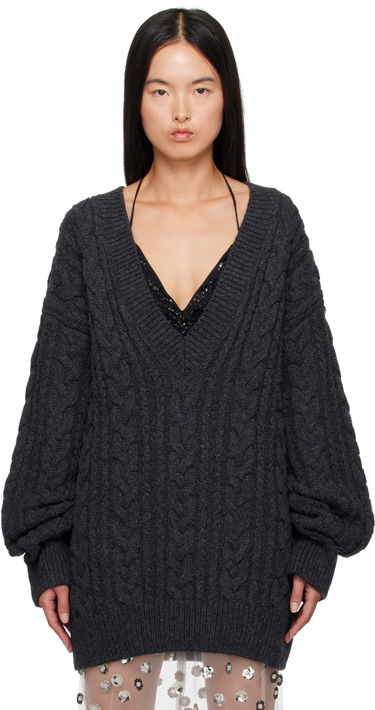 Пуловер Cecilie Bahnsen Alia V-Neck Knit Sweater Сиво | 3.24KNI51005 ALIA JUMPER, 0
