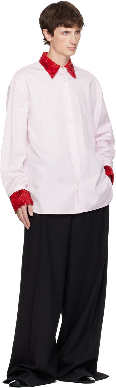 Риза Dries Van Noten Dries Van Noten Long-Sleeve Sequins Collar and Cuffs Button-Up Shirt Розово | 252-020739-2240, 4