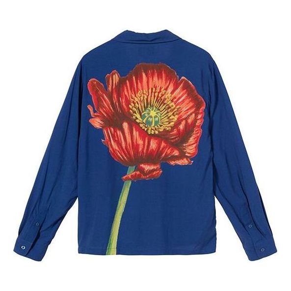 Риза Stüssy Stussy Long Sleeve Shirt with Floral Print Синьо | 1110145