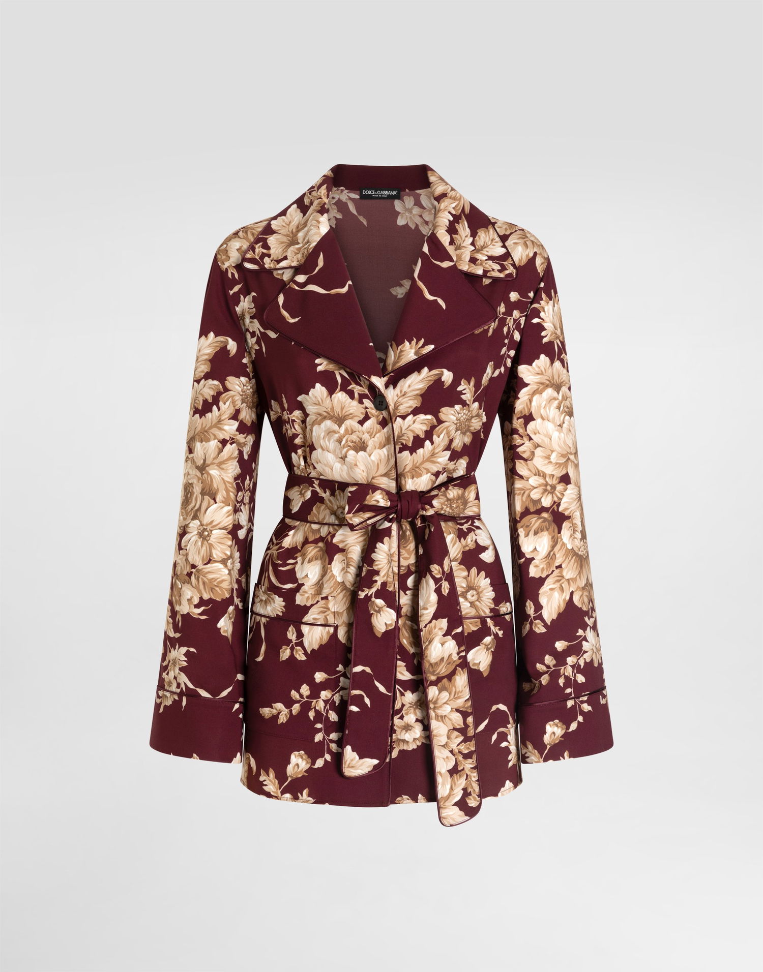 Риза Dolce & Gabbana Rose-print Charmeuse Belted Vanity Shirt Многоцветен | F5Q03TFSA7YHR4OX, 0