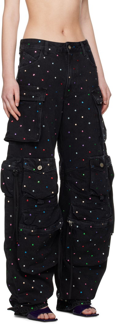 Карго панталони The Attico The Attico Crystal-Embellished Cargo Jeans Черно | 247WCP84 D075S, 1