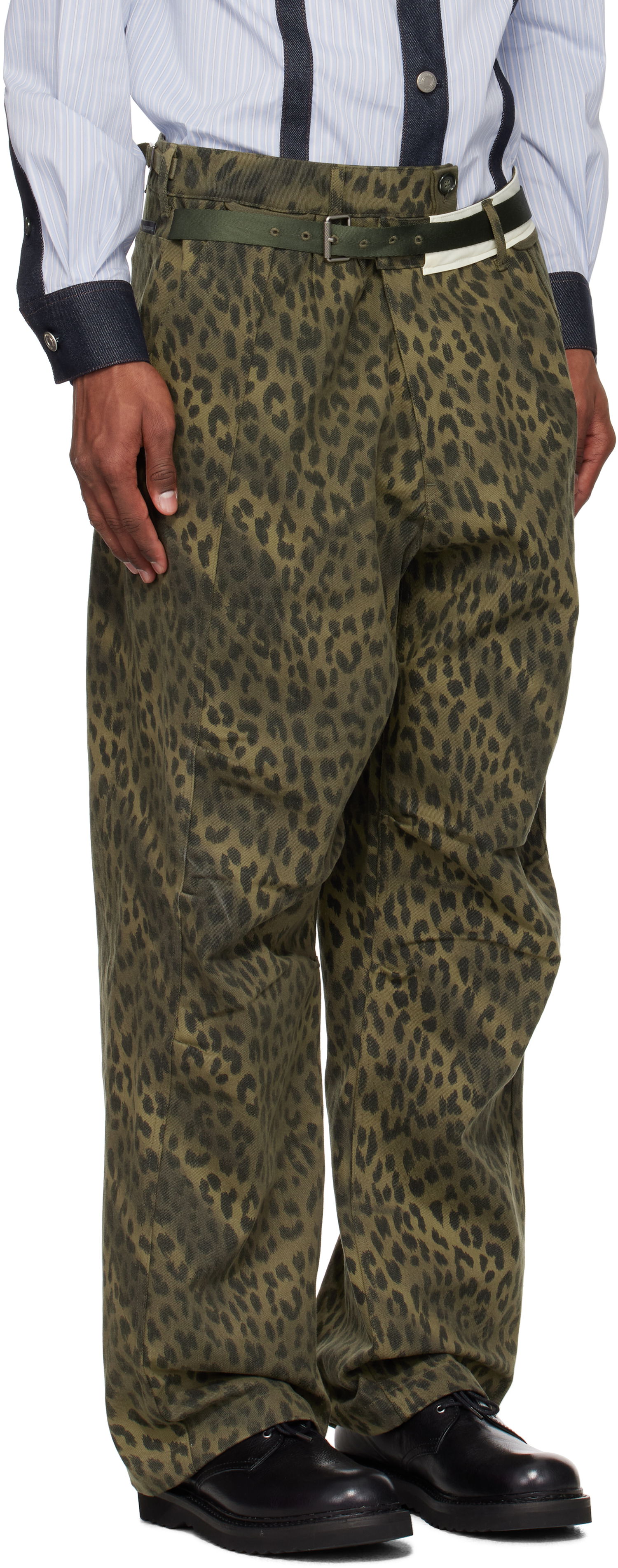 Дънки Andersson Bell Andersson Bell Leopard Cross-Over Wide Leg Jeans Зелено | apa803u, 1