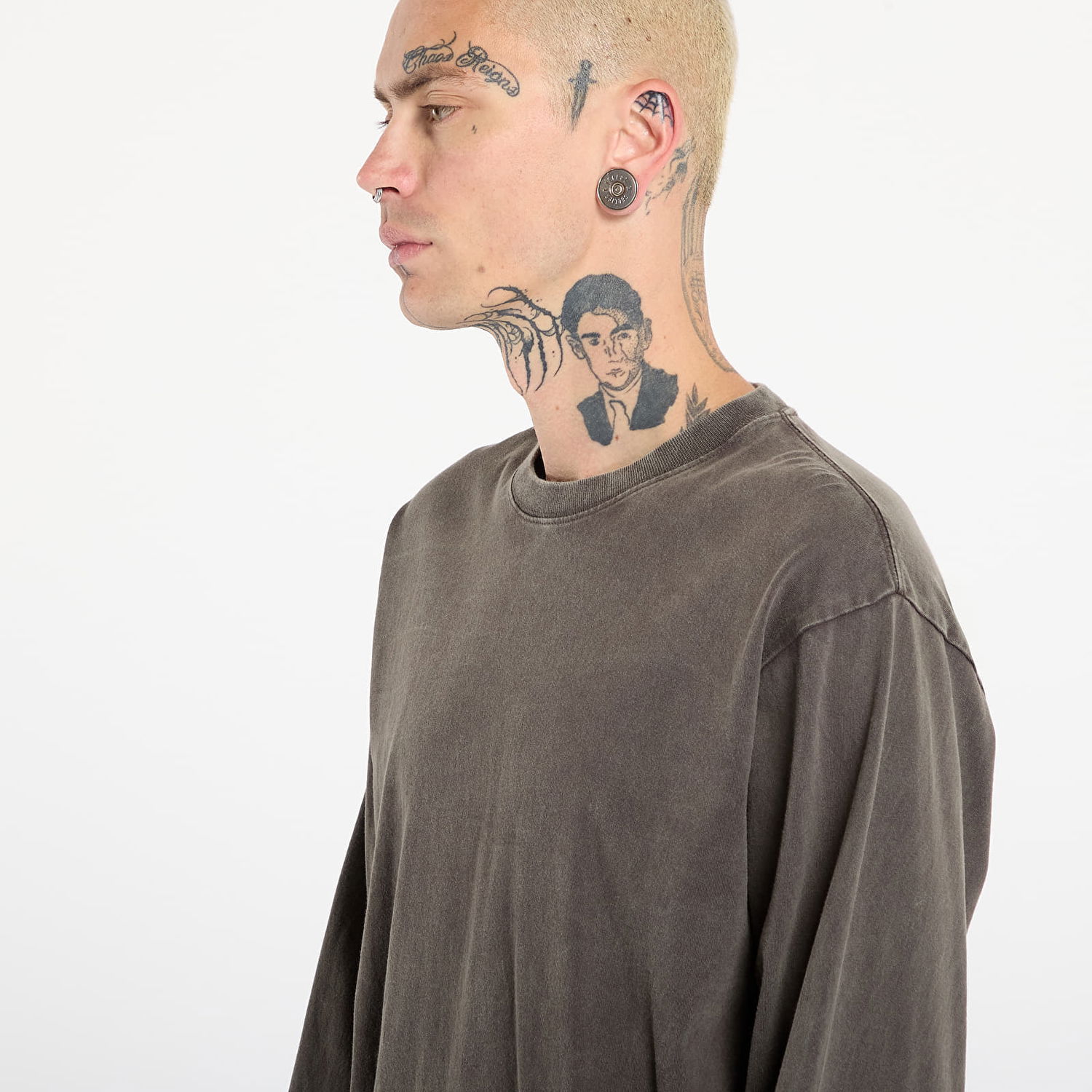 Тениска Vans Washed Crewneck Long-Sleeve T-shirt XXL Сиво | VN000PFKEMV1, 1