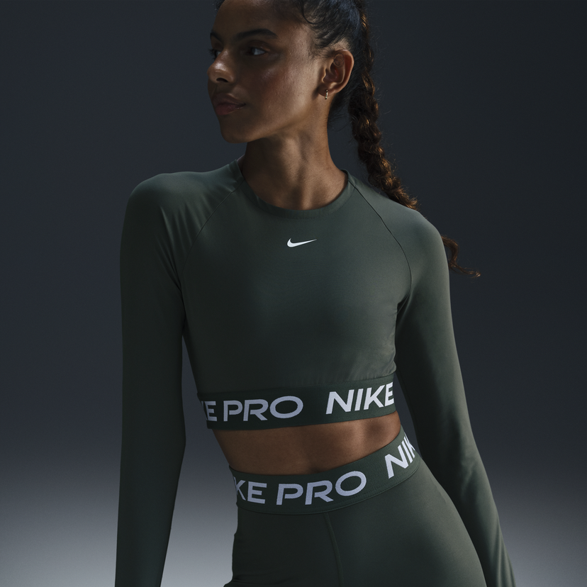 Съкратен топ Nike Pro Dri-FIT Long Sleeve Crop Top Зелено | FV5484-338