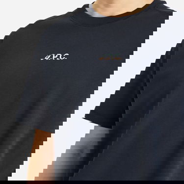 Тениска A.P.C. Men's x Wind Logo T-Shirt, Size Small Тъмно синьо | COEAV-H26453-IAK, 5