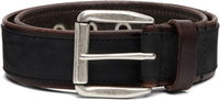 Two-Tone Leather Verge Belt with Silver-Tone Buckle