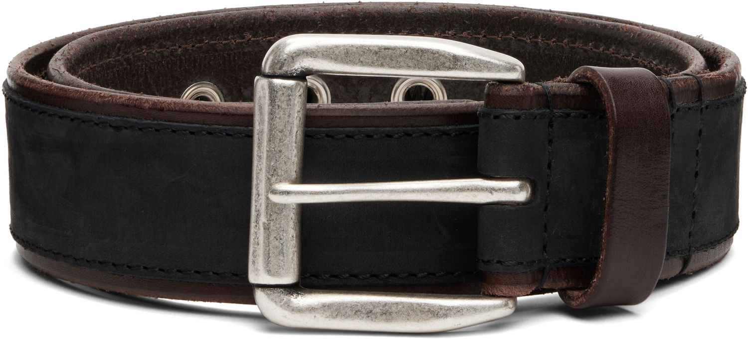 Колани OUR LEGACY Two-Tone Leather Verge Belt with Silver-Tone Buckle Черно | A4258VD, 0