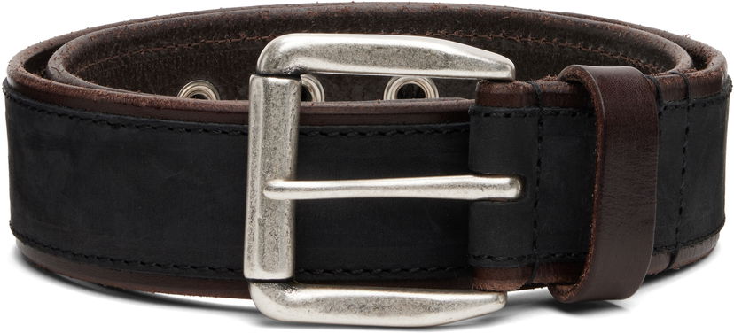 Колани OUR LEGACY Two-Tone Leather Verge Belt with Silver-Tone Buckle Черно | A4258VD