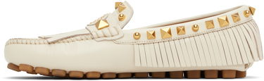 Кецове и обувки Valentino Valentino Garavani Plaster Caster Driver Loafers with Fringes and Pyramid Studs Бяло | 6W2S0LL2FFW, 2
