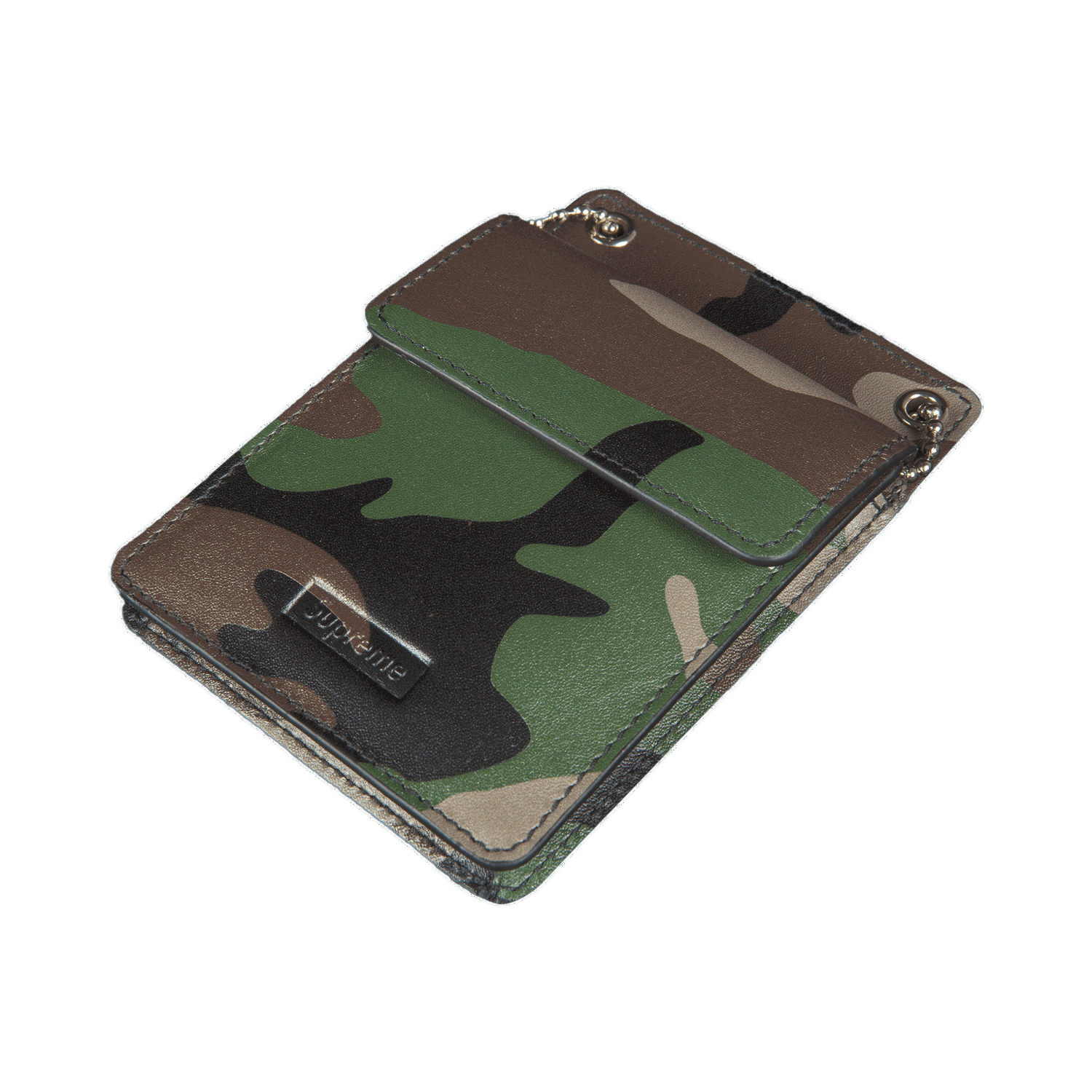 Портфейл Supreme Leather ID Holder and Wallet Зелено | FW18A30 CAMO, 0
