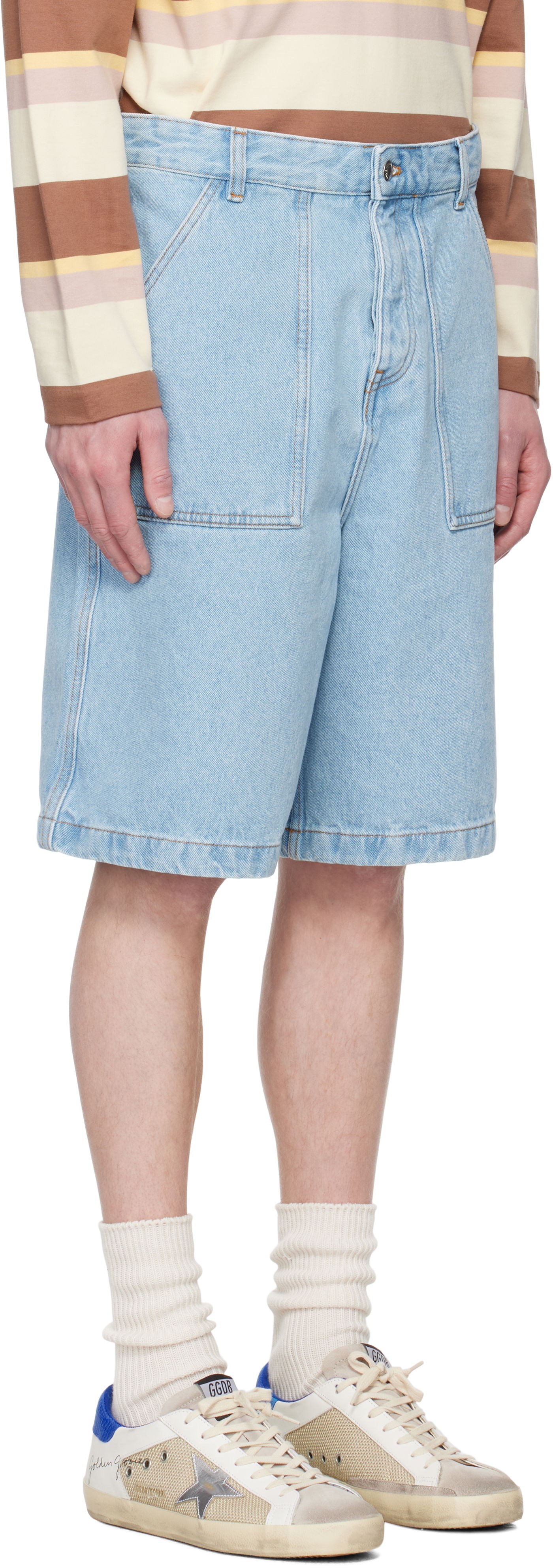 Къси панталони MAISON KITSUNÉ Maison Kitsuné Workwear Denim Shorts Синьо | OM01403WD4009, 1