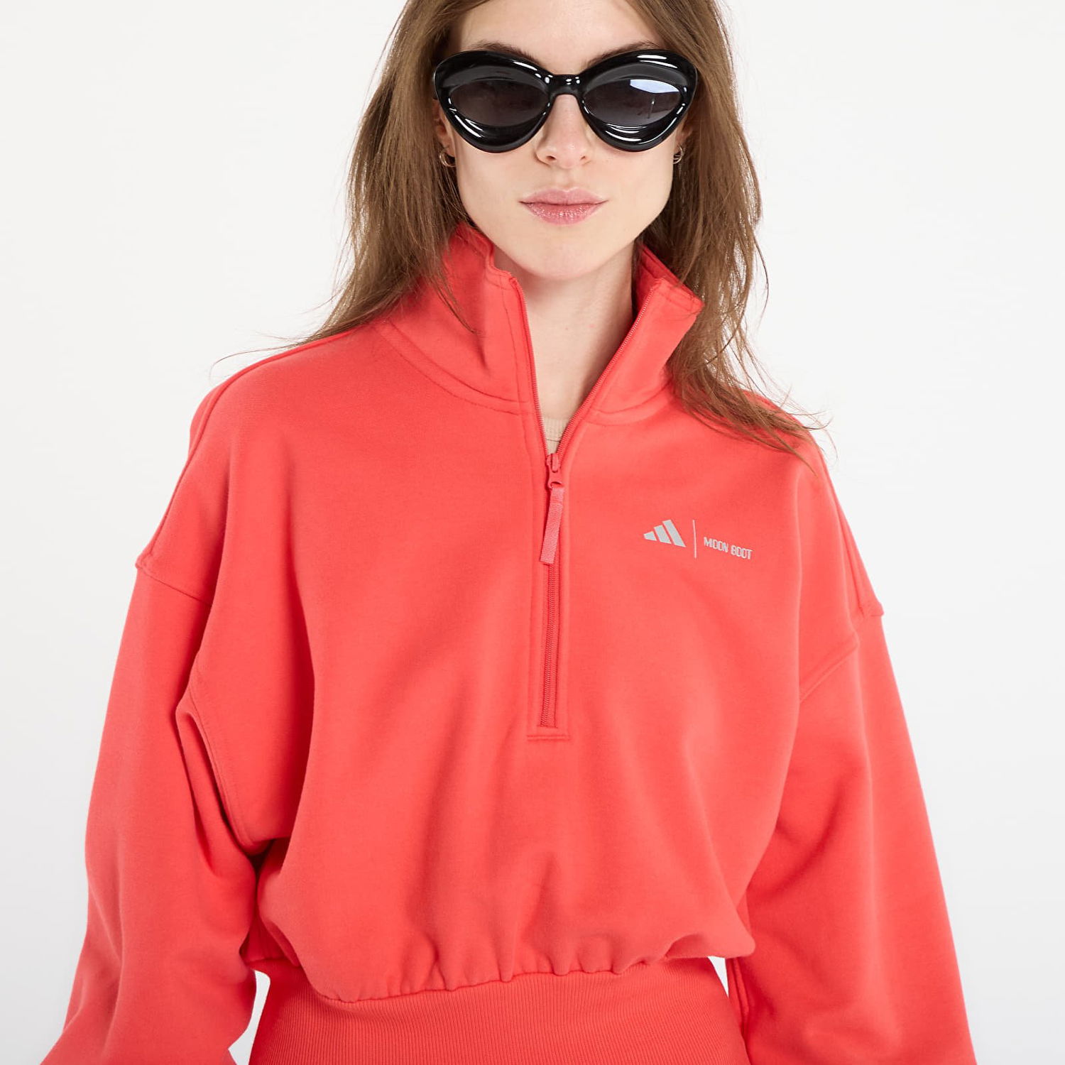 Суитчър adidas Performance adidas x Moonboot Cropped Half-Zip Tracksuit Top with Puffed Sleeves Червено | JM1100, 1