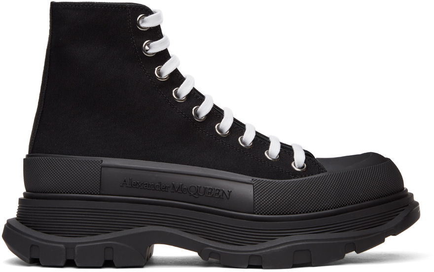 Кецове и обувки Alexander McQueen Canvas Tread Slick High Sneakers "Black" Черно | 604254W4L32, 0
