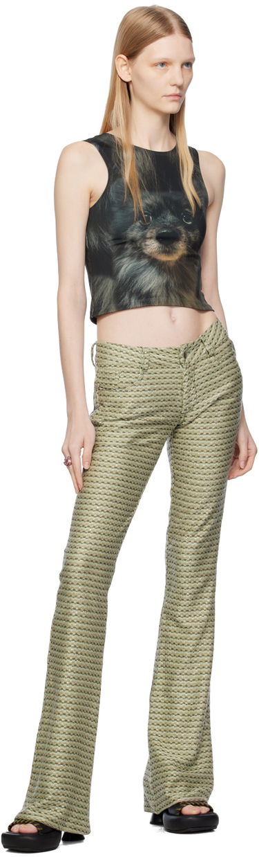 Панталони Collina Strada Collina Strada Checked Flare Trousers Зелено | XX6012, 3