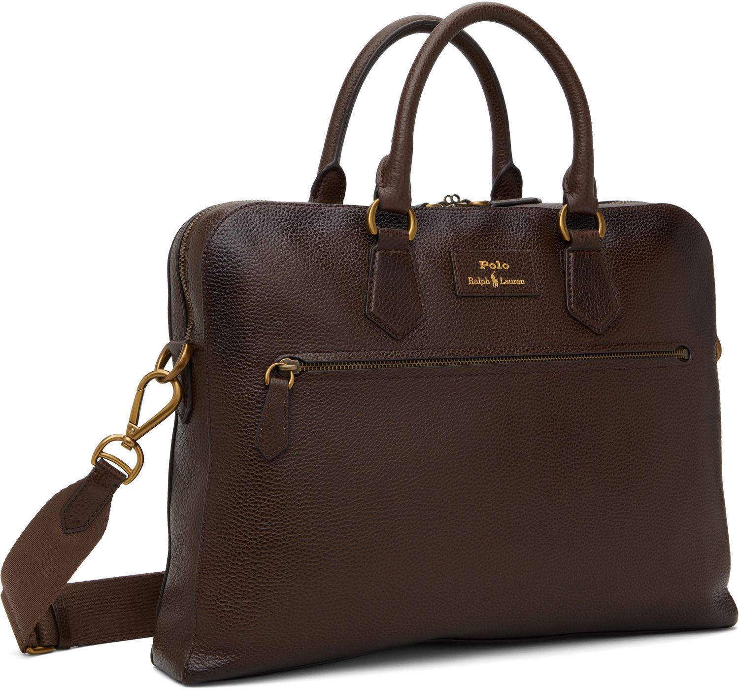 Дамска чанта Polo by Ralph Lauren Ralph Lauren Pebble Leather Commuter Briefcase Кафяво | 405962458002, 1