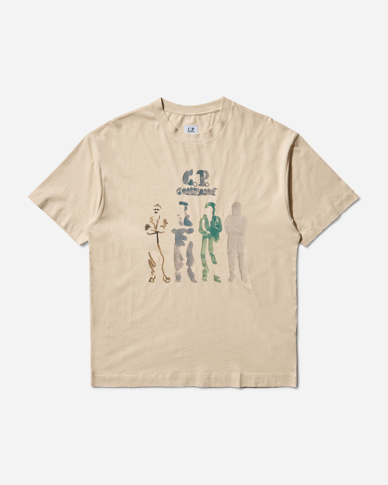 Тениска C.P. Company 30/1 Jersey Graphic T-Shirt Бежово | 19CMTS105A-005100W 402, 1
