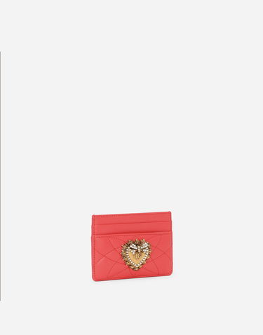 Портфейл Dolce & Gabbana Leather Card Holder With Jeweled Heart Червено | BI0330AV96787550, 1