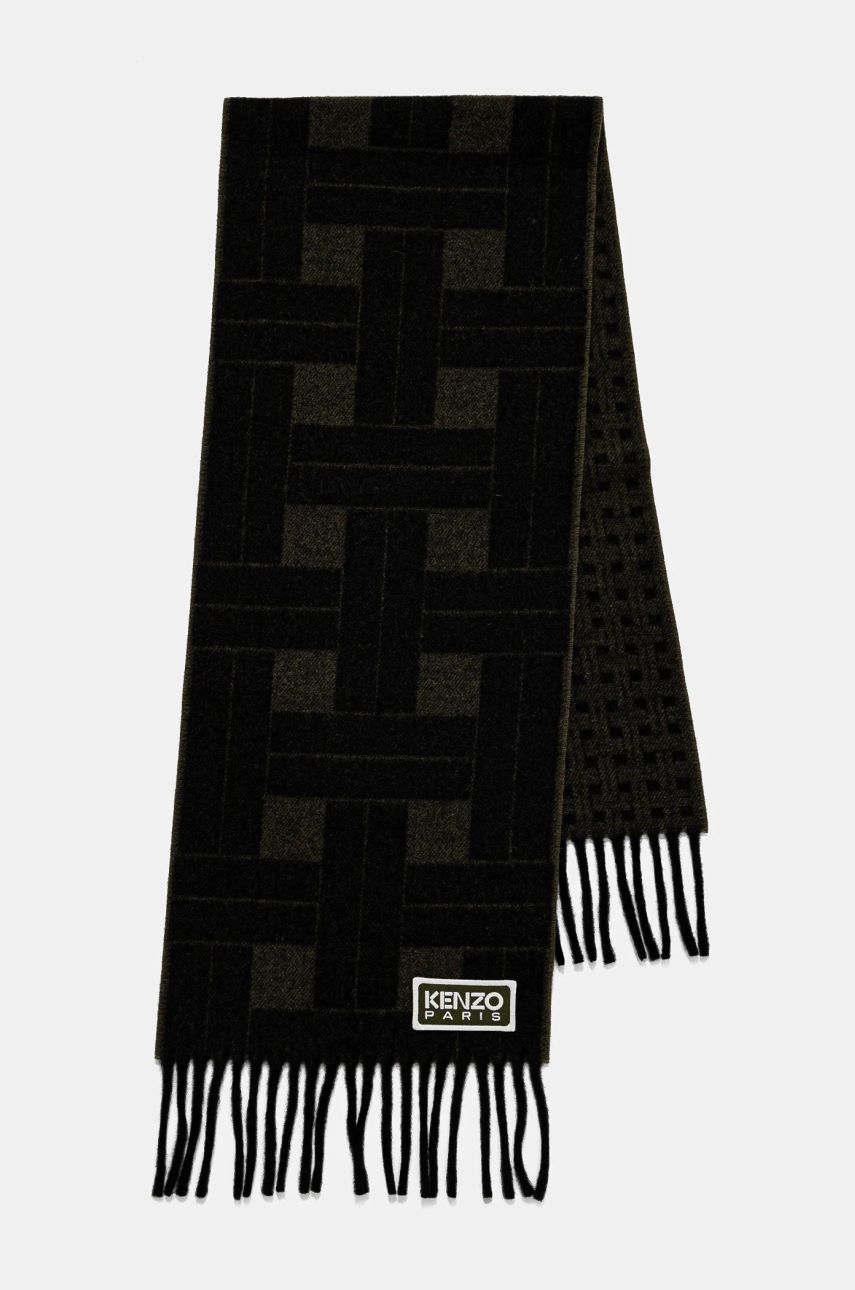Шал KENZO Reversible Wool Scarf with Geometric Pattern Черно | FE68EU014JEC.51, 1