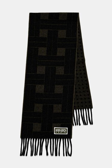 Шал KENZO Reversible Wool Scarf with Geometric Pattern Черно | FE68EU014JEC.51, 1