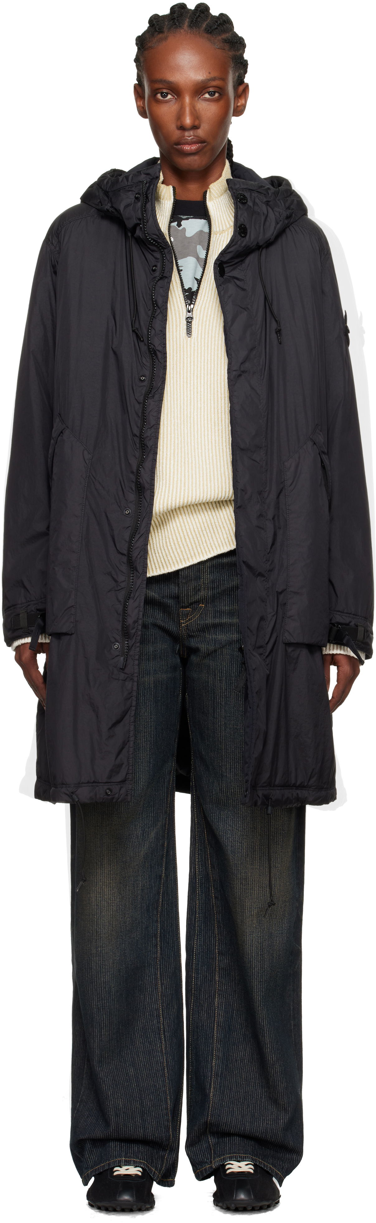 Палта Stone Island Crinkled Reps NY Coat Черно | K2S15 7100003 S0A23, 0
