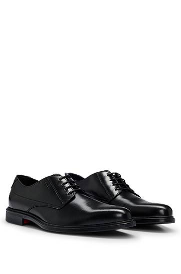 Аксесоари BOSS Nappa Leather Derby Shoes with Embossed Logo Черно | 50497869, 0