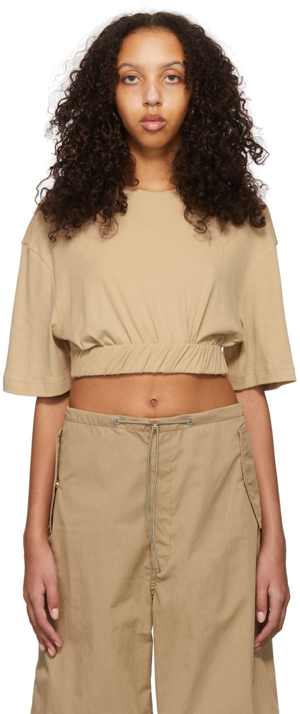 Съкратен топ Dion Lee Cotton Cropped T-Shirt Бежово | A3534S22, 0
