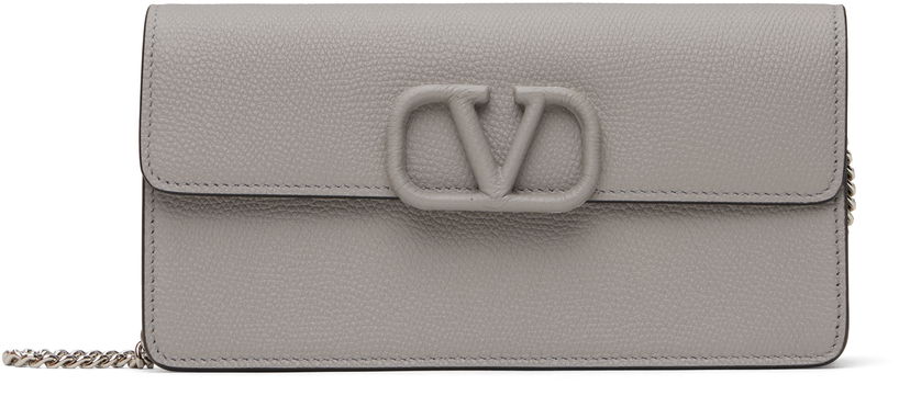 Портфейл Valentino Signature Grainy Calfskin Wallet Bag Сиво | 5W0P0S93LKJ