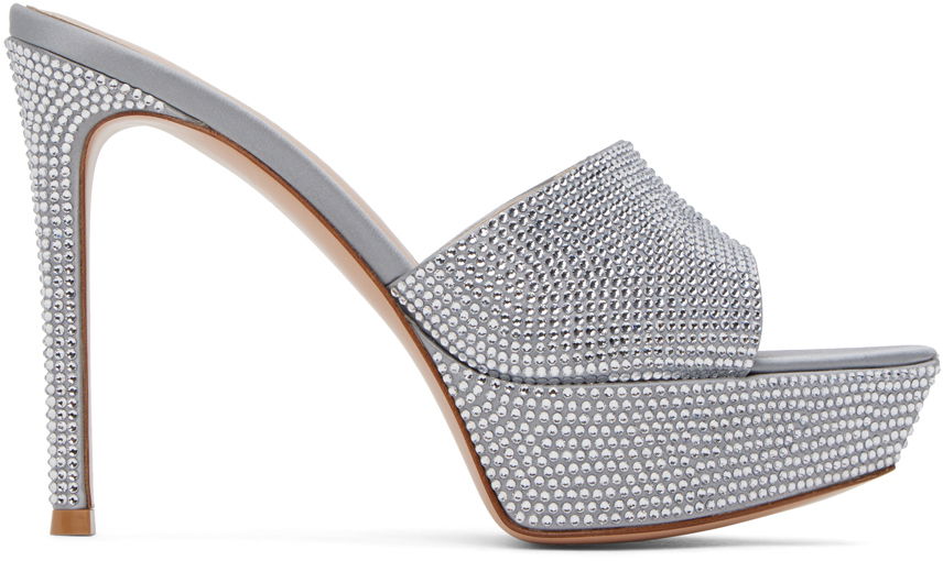 Кецове и обувки Gianvito Rossi Gianvito Rossi Tracey Crystal Heeled Sandals Сиво | G16550.85RIC.RAS, 0